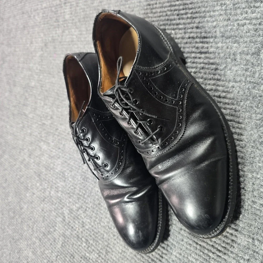 Johnston & Murphy‎ Shoes Mens Size 10 EEE/E Black Leather Cap Toe Brogue Oxford